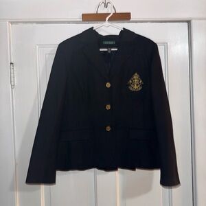 Ralph Lauren Black Blazer with Gold Crest and Buttons